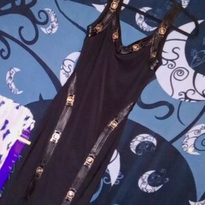 Lion/ Black/ Silver and Leather Trim, Vintage late 90s Dress